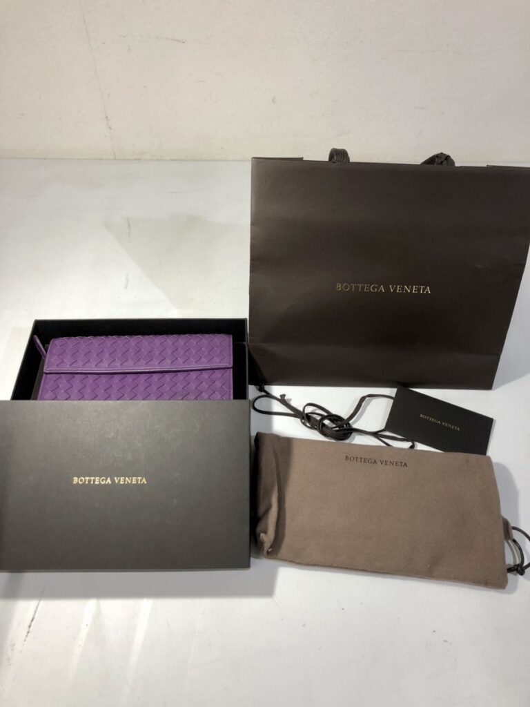 BOTTEGAVENETA 長財布 紫 パープル ボッテガヴェネタ イントレチャート レザー レディース POO122359T