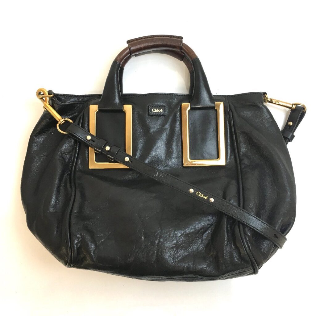 Chloe エテル ２WAY ハンドバッグ ショルダーバッグ ブラック×ゴールド クロエ