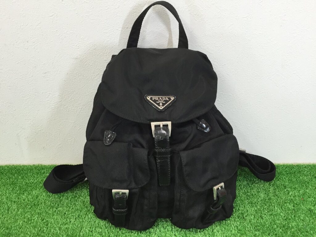PRADA ナイロン リュック サック 三角プレート ダブルポケット