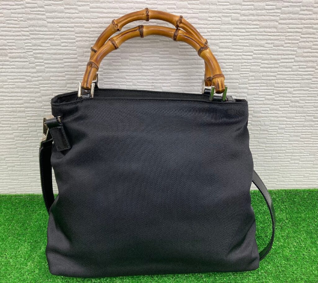 GUCCI グッチ バンブー ナイロン ハンドバッグ レディース ブラック
