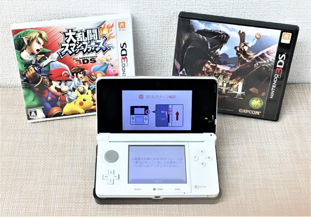 NINTENDO 3DS 本体 CTR-001 大乱闘スマッシュブラザーズ/Monster Hunter4 3点セット 初期化済