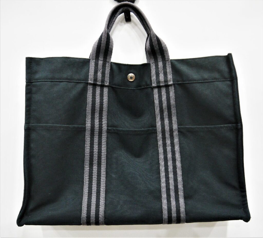 エルメス HERMES フールトゥMM トートバッグ バッグ キャンバス ブラック×グレー A4可 ユニセックス