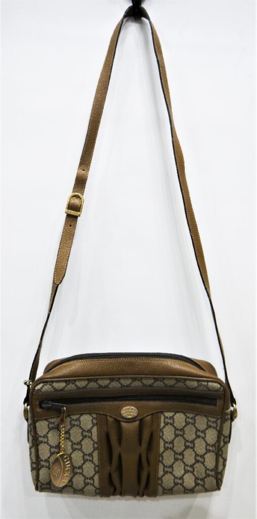 グッチ GGPLUS GGプラス PVC レザー 斜め掛け ショルダーバッグ レディース ブラウン イタリー製 GUCCI