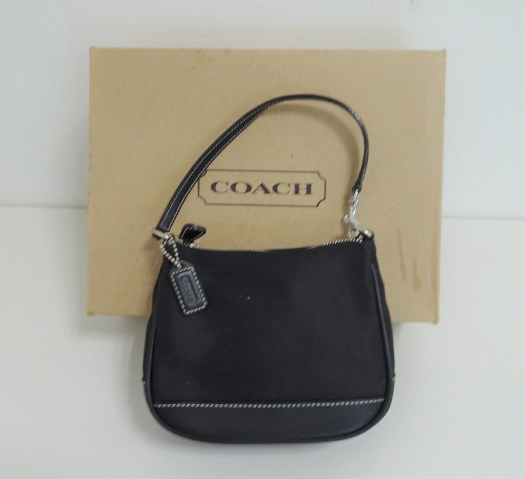 COACH コーチ　ミニポーチ C0J-7704 キャンバス×レザー ブラック ミニバッグ
