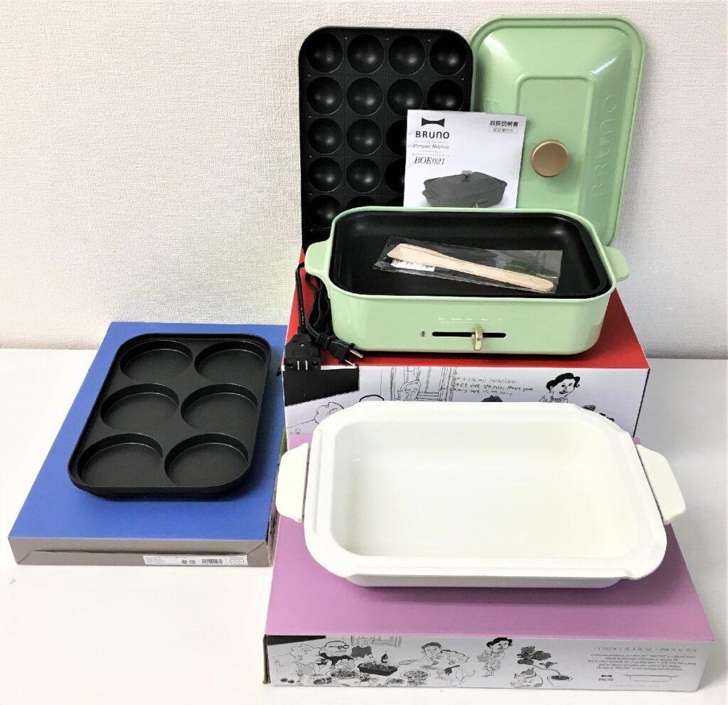 BRUNO ブルーノ コンパクトホットプレート 平面＆たこ焼き 2種プレート＆セラミックコート鍋/マルチプレート