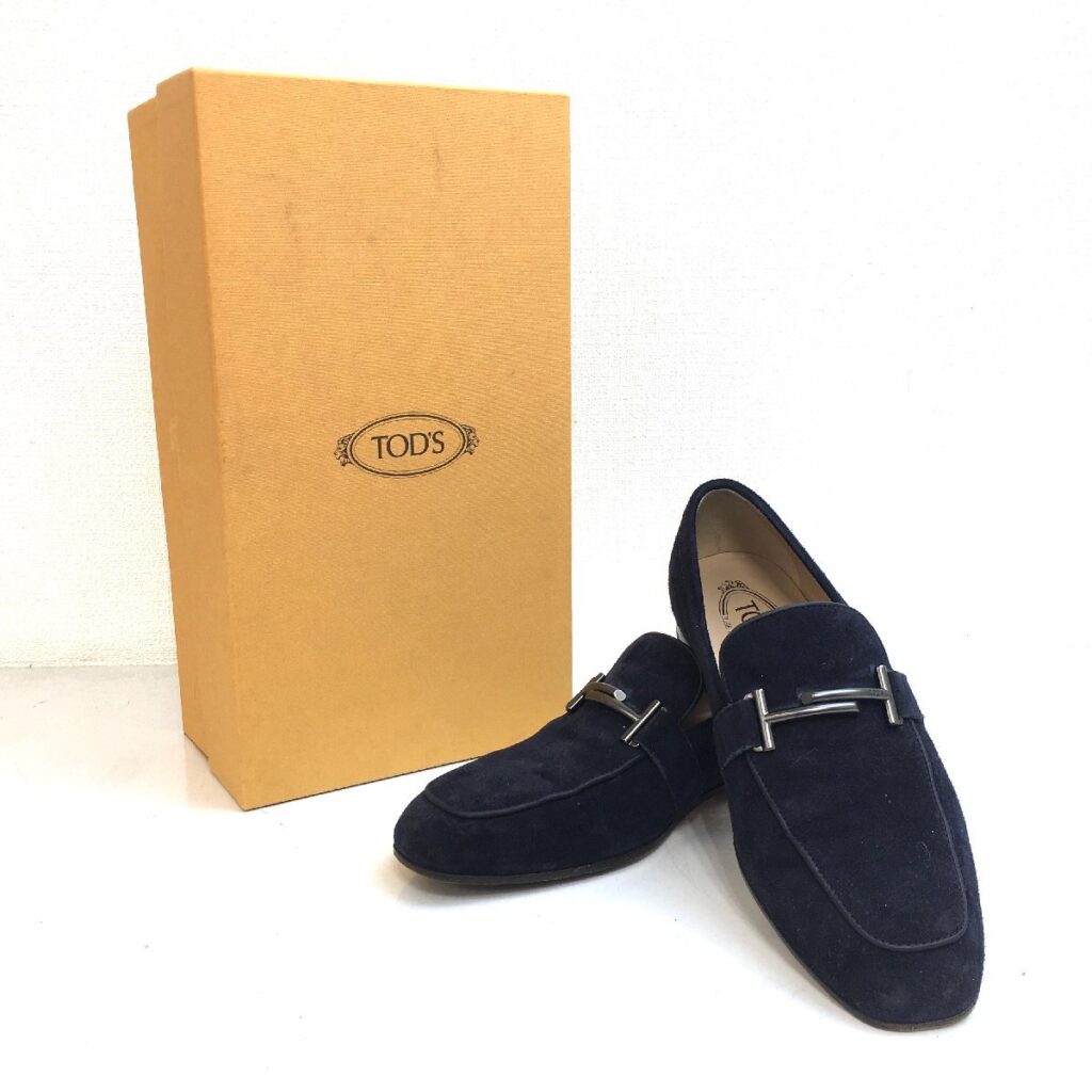 TOD’S メンズ 本革 トッズ 革靴 モカシン スエード ネイビー men's 5 シューズ