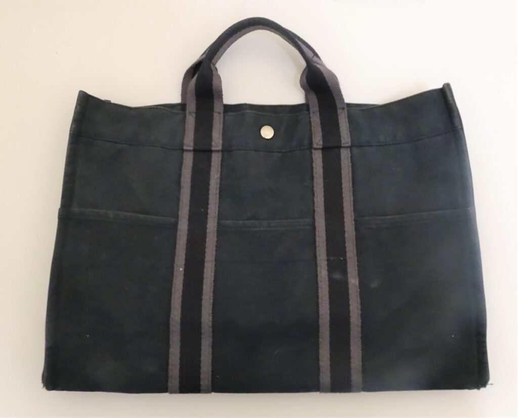 HERMES エルメス ハンドバッグ トート エールライン ユニセックス キャンバス 破け、汚れあり