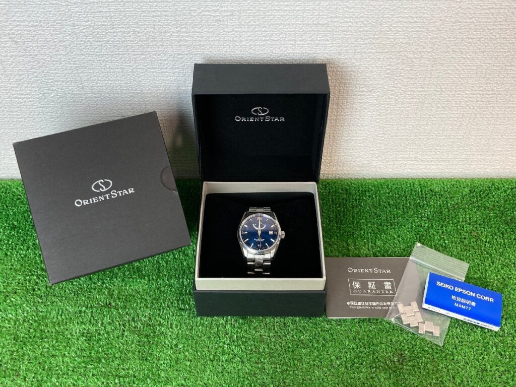 稼働品　ORIENT　ORIENTSTAR　オリエントスター　腕時計　F6N4-UAD0　自動巻き　青文字盤　メンズ腕時計　裏スケ　箱付き