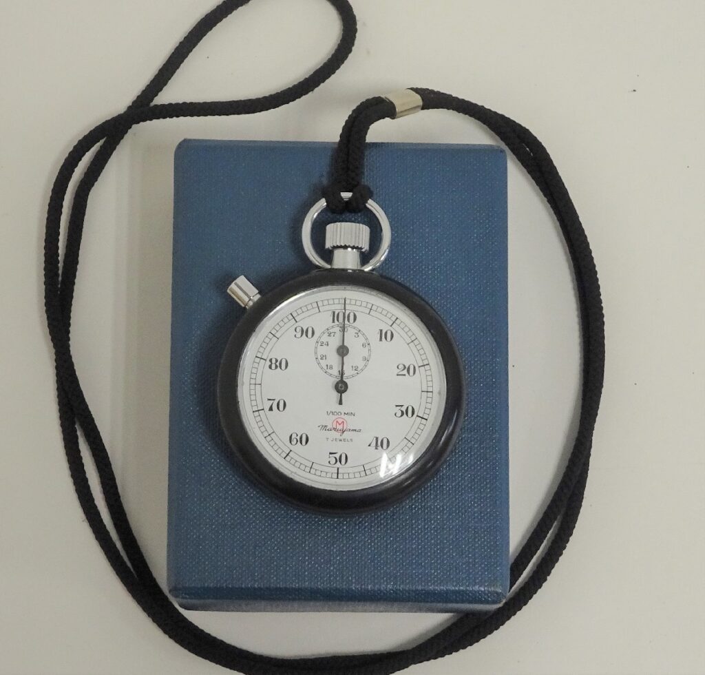 動作品 Maruyama ストップウォッチ 7JEWELS　1/100 100秒 手巻き まるやま 丸山 7石