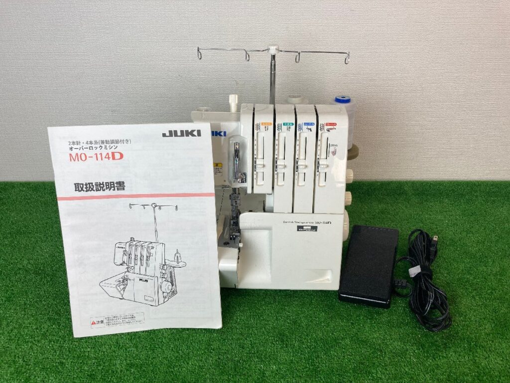 JUKI　ジューキ　MO-114D　オーバーロックミシン　ハンドクラフト　手工芸　フットペダル付き　簡易通電確認のみ