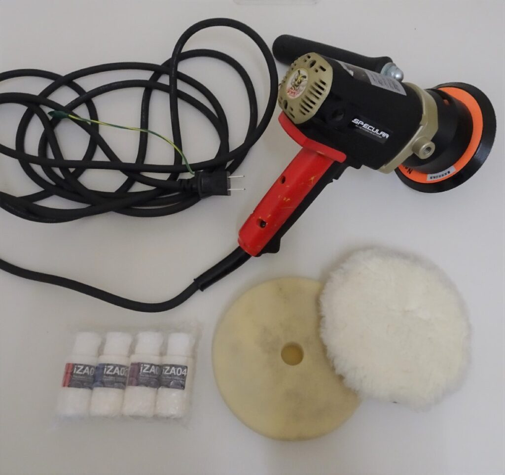 電動ハイブリットポリッシャー　使用済みパフ　コンパウンド　セット