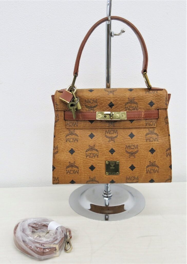 MCM エムシーエム ミニケリー型 総ロゴ ハンドバッグ ショルダーバック 2way