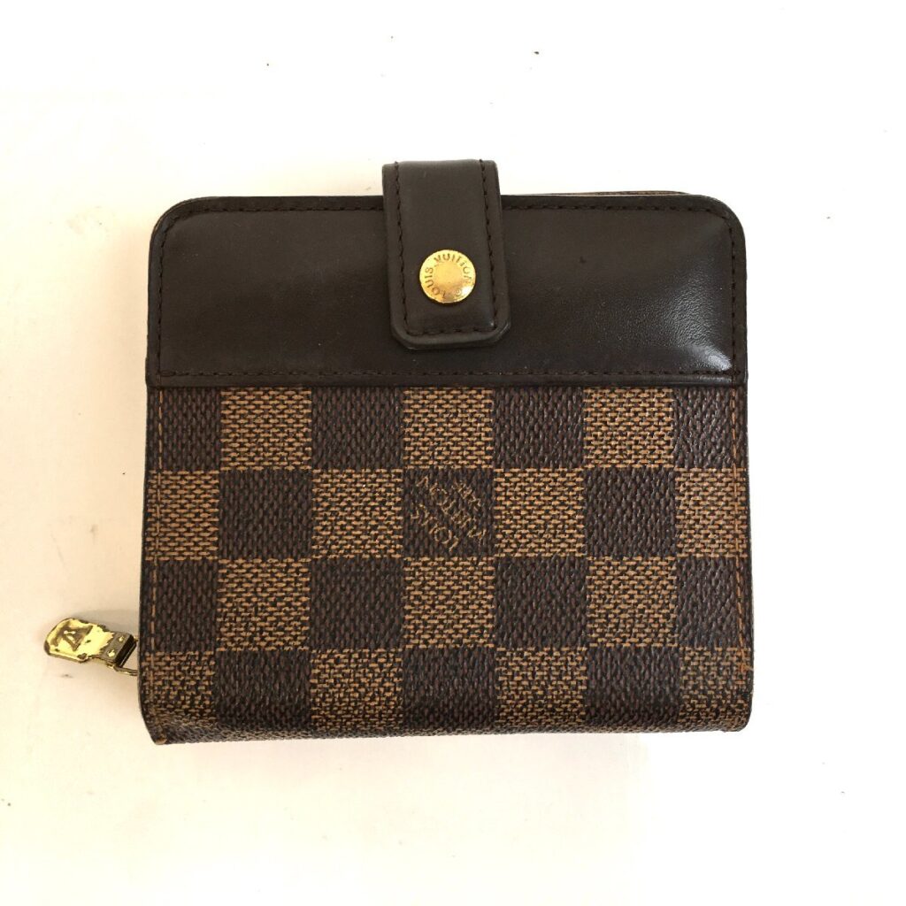 ルイヴィトン Louis Vuitton ダミエ コンパクトジップ 二つ折り 財布 レザー レディース