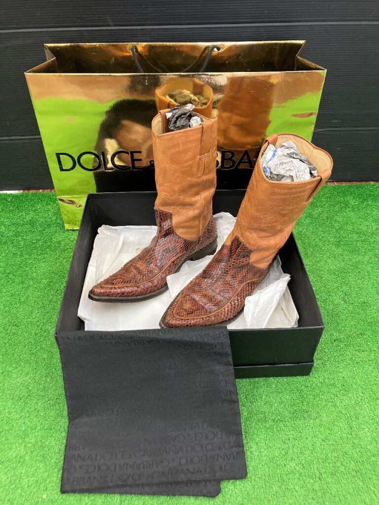 D＆G ドルチェ＆ガッバーナ DOLCE＆GABBANAS ドルガバ ブーツ 蛇革 レザー ロックスター