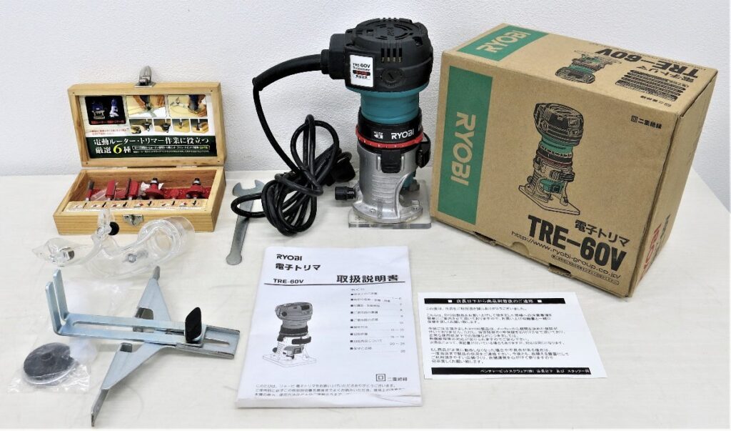 RYUBI リョービ 電子トリマ 二重絶緑 LDEライト付き スピンドルロック付き 調整可能 付属あり