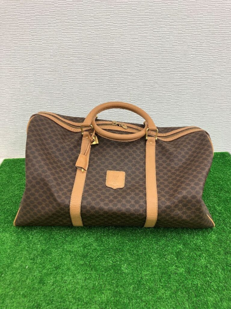 CELINE セリーヌ マカダム柄 ボストンバッグ ブラウン