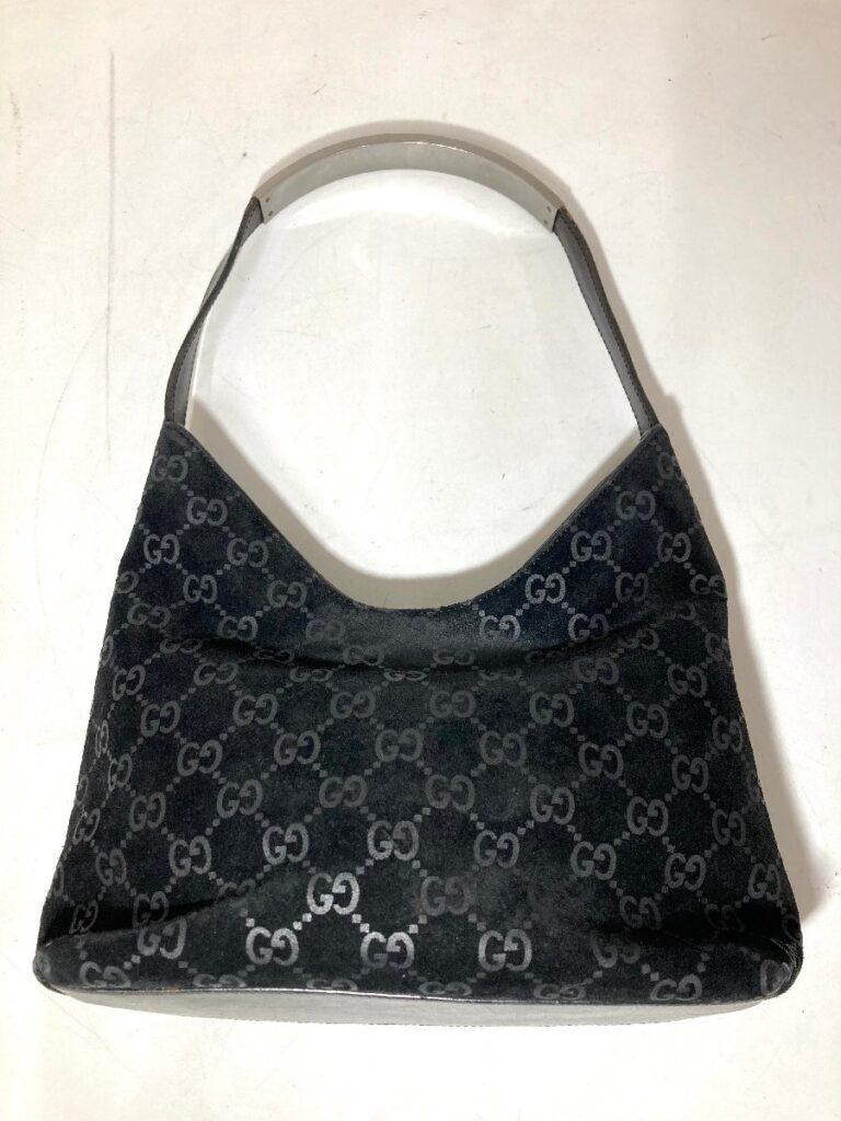 GUCCI グッチ ショルダーバッグ バッグ レディース GG メタルハンドル レザー シマ スエード ワンショルダーバッグ 黒