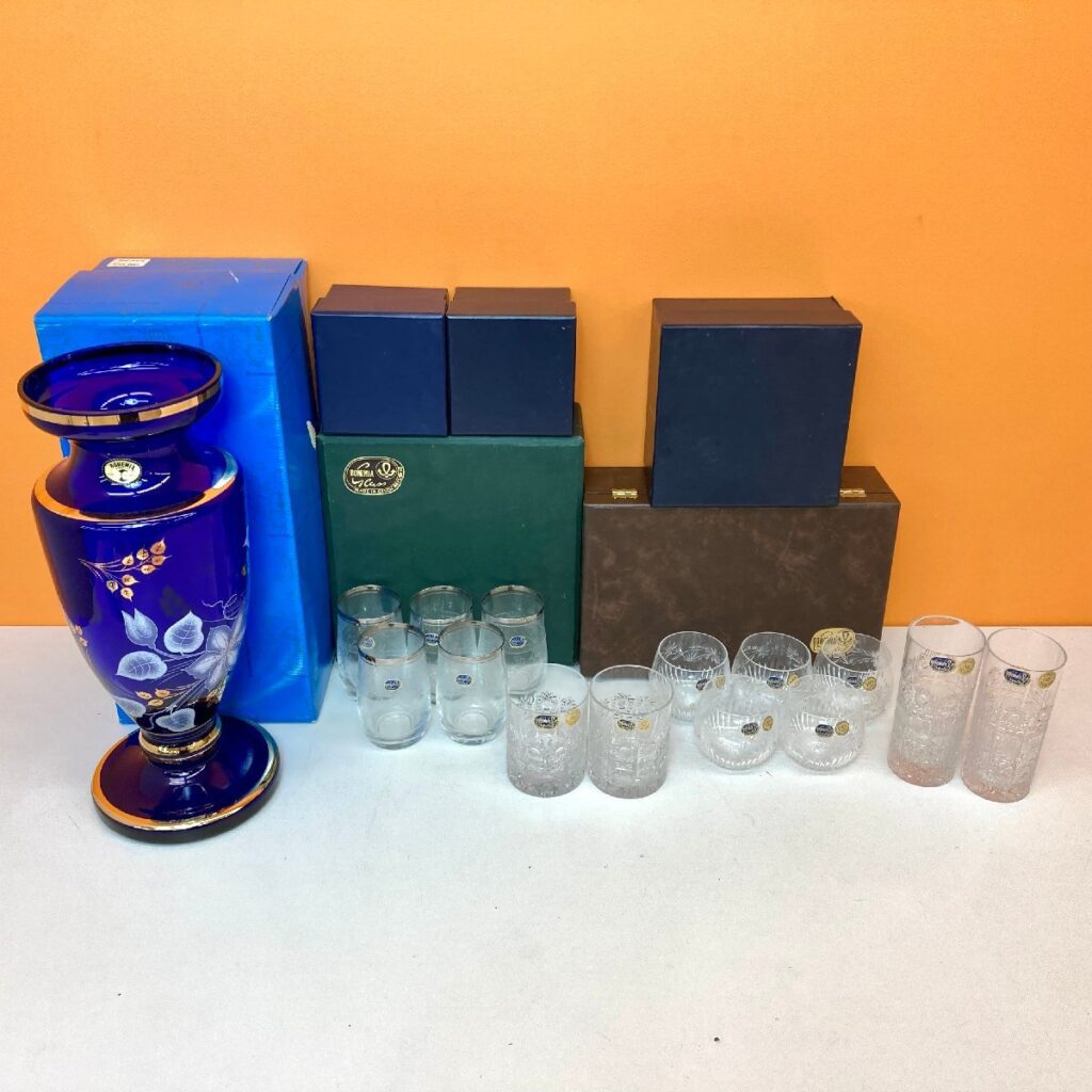 BOHEMIA ボヘミア クリスタルグラス タンブラー ブランデーグラス コップ 花瓶 15点 まとめ セット売り