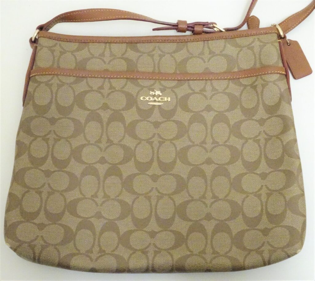 COACH コーチ F34938 シグネチャー PVC×レザー ショルダーバッグ レディース ブラウン