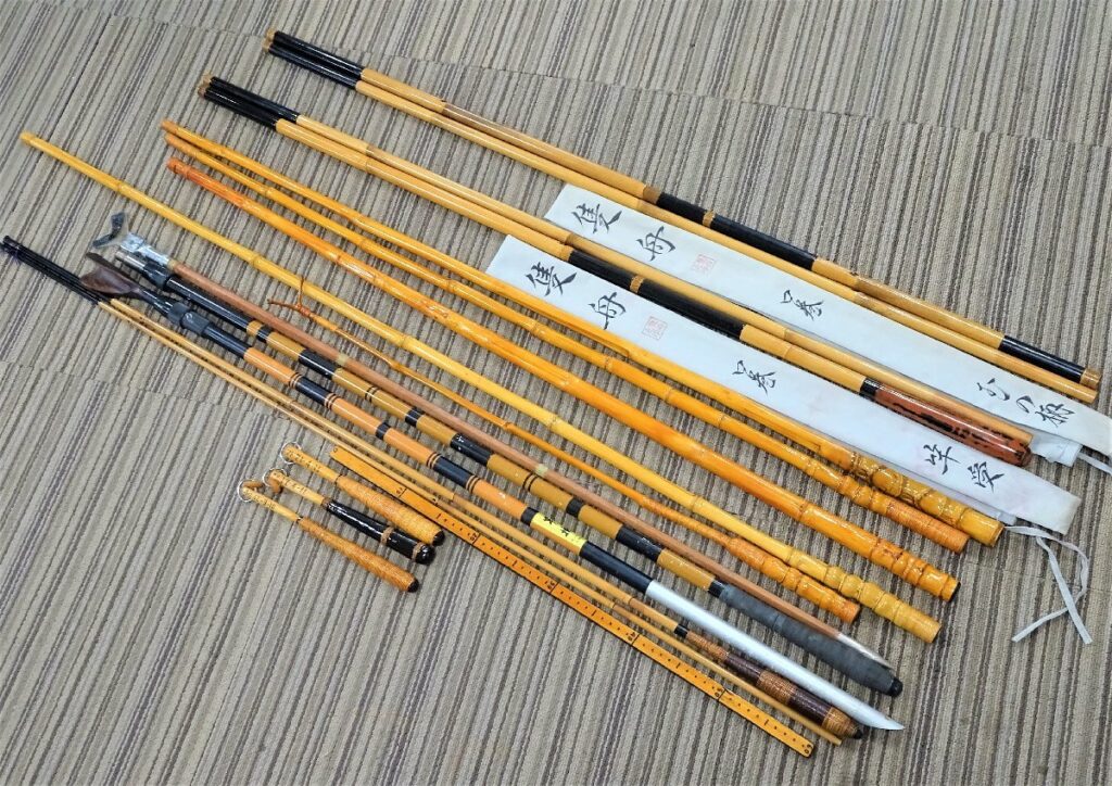 ヘラブナ竿掛け　ヘラ竿　大量まとめ　隻舟　口巻　竿受　玉の柄