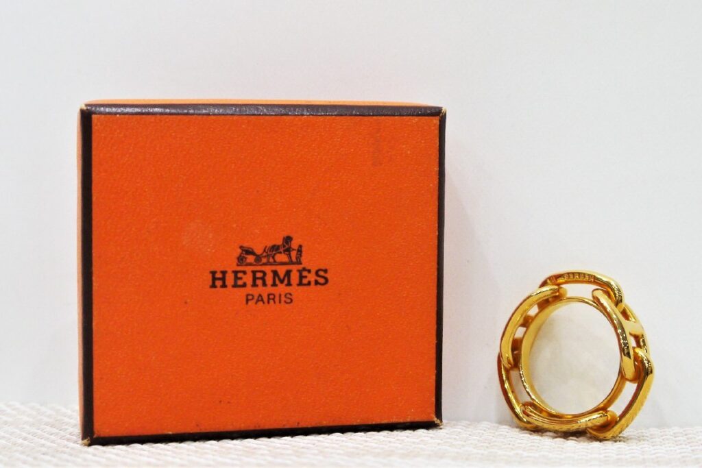 正規品 HERMES エルメス シェーヌダンクル スカーフリング スカーフ留め アクセサリー ゴールド系