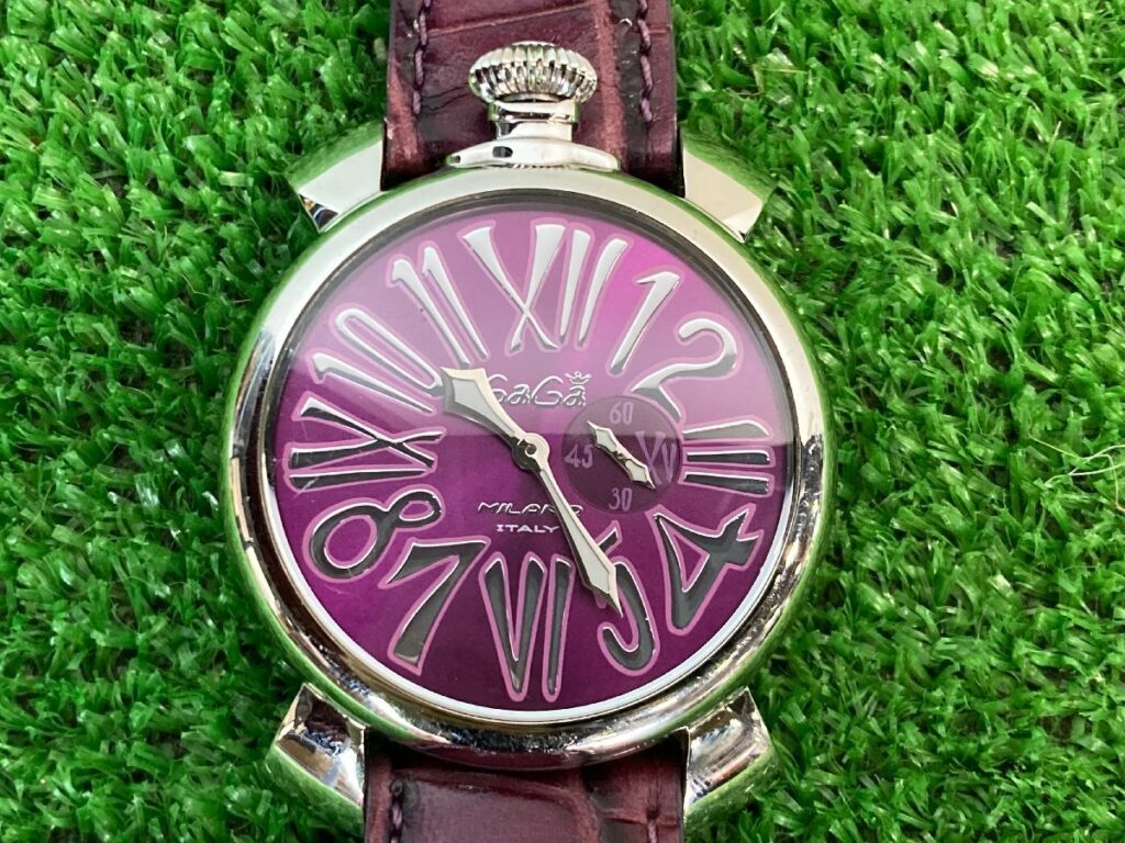 稼働品　GAGAMILANO　ガガミラノ　マニュアーレ　スリム　46ｍｍ　パープル文字盤　腕時計　メンズ　レディース　クォーツ