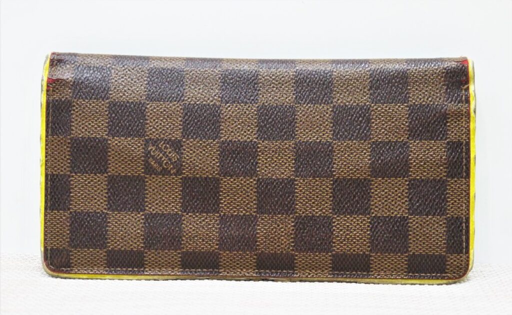 正規品 ヴィトン 財布 長財布 ダミエ ポルトフォイユ ブラザ ジョーヌ ネオンイエロー 蛍光 黄色 金具 シルバー