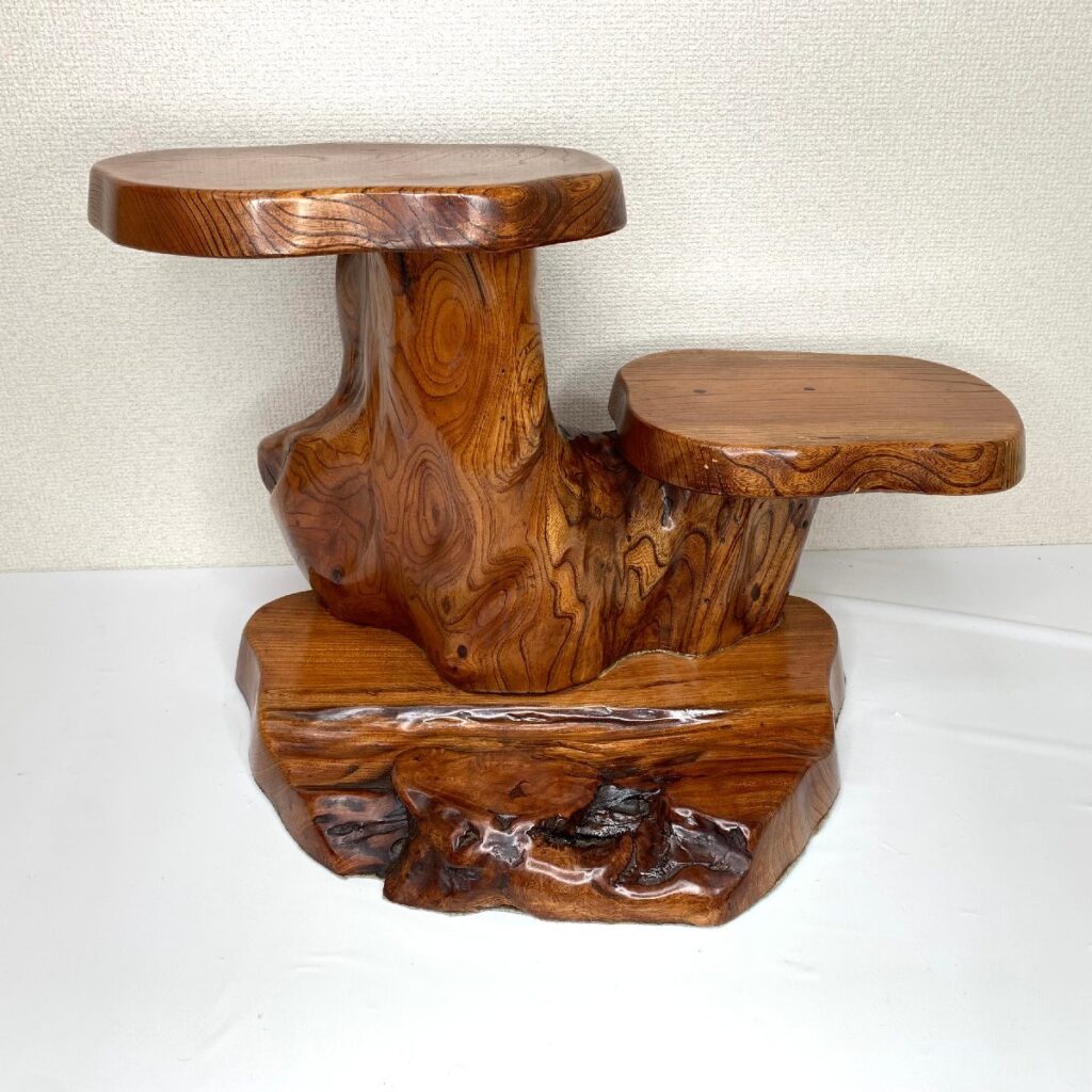 切り株の置き台 飾り棚 花瓶置き 灯籠 天然木 無垢 飾台 オブジェ インテリア 木製