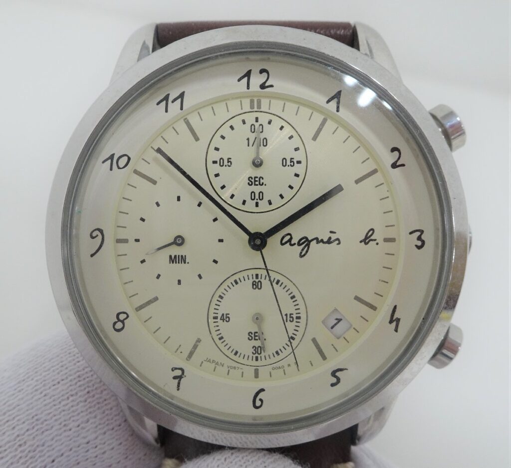 アニエスベー 腕時計 VD57-00A0 クオーツ クロノグラフ ステンレス レザーベルト 動作未確認