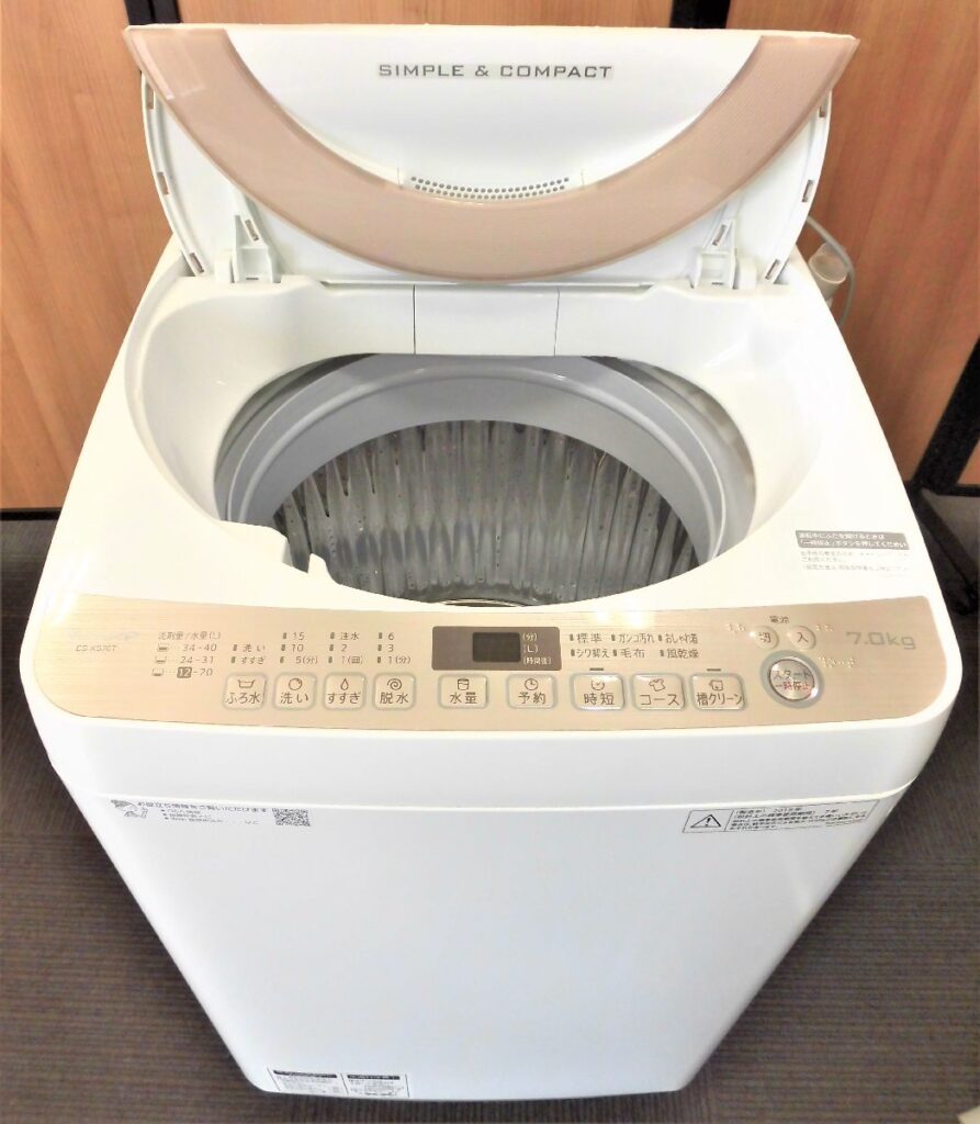 現状品 SHARP シャープ ES-KS70T-N 全自動洗濯機 2018年製 通電OK 7kg