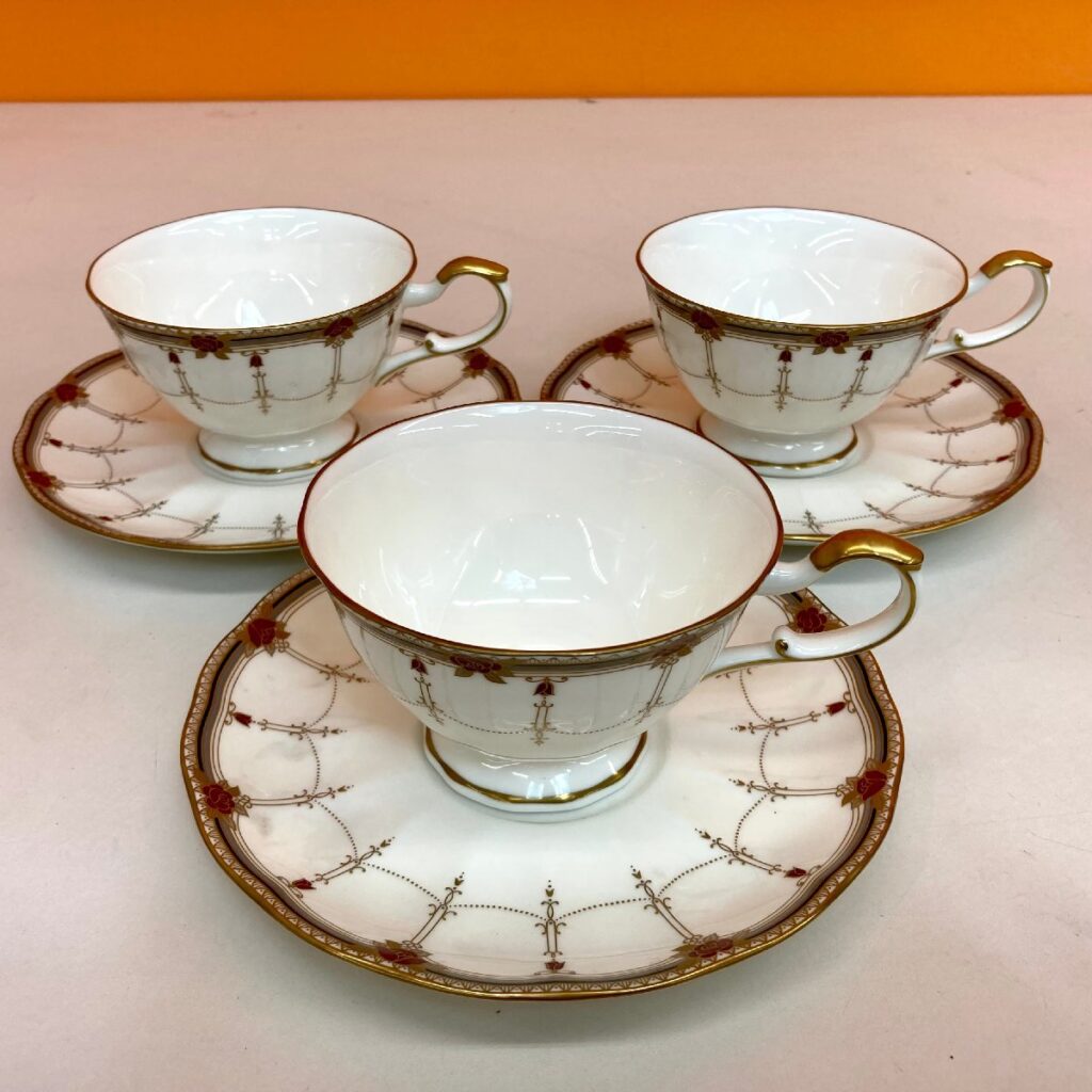 NARUMI BONE CHINA ナルミボーンチャイナ コーヒーカップ ソーサー 全6点 まとめて セット お茶 コップ 皿 マグカップ
