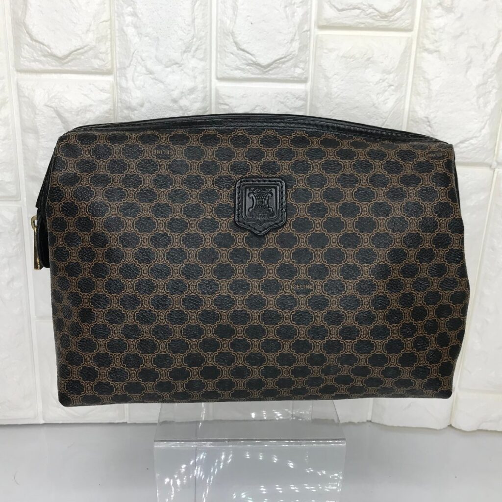 CELINE セリーヌ マカダム柄 MC98/1 クラッチバッグ　ブラウン ポーチ セカンド バッグ 鞄 カバン オールドセリーヌ