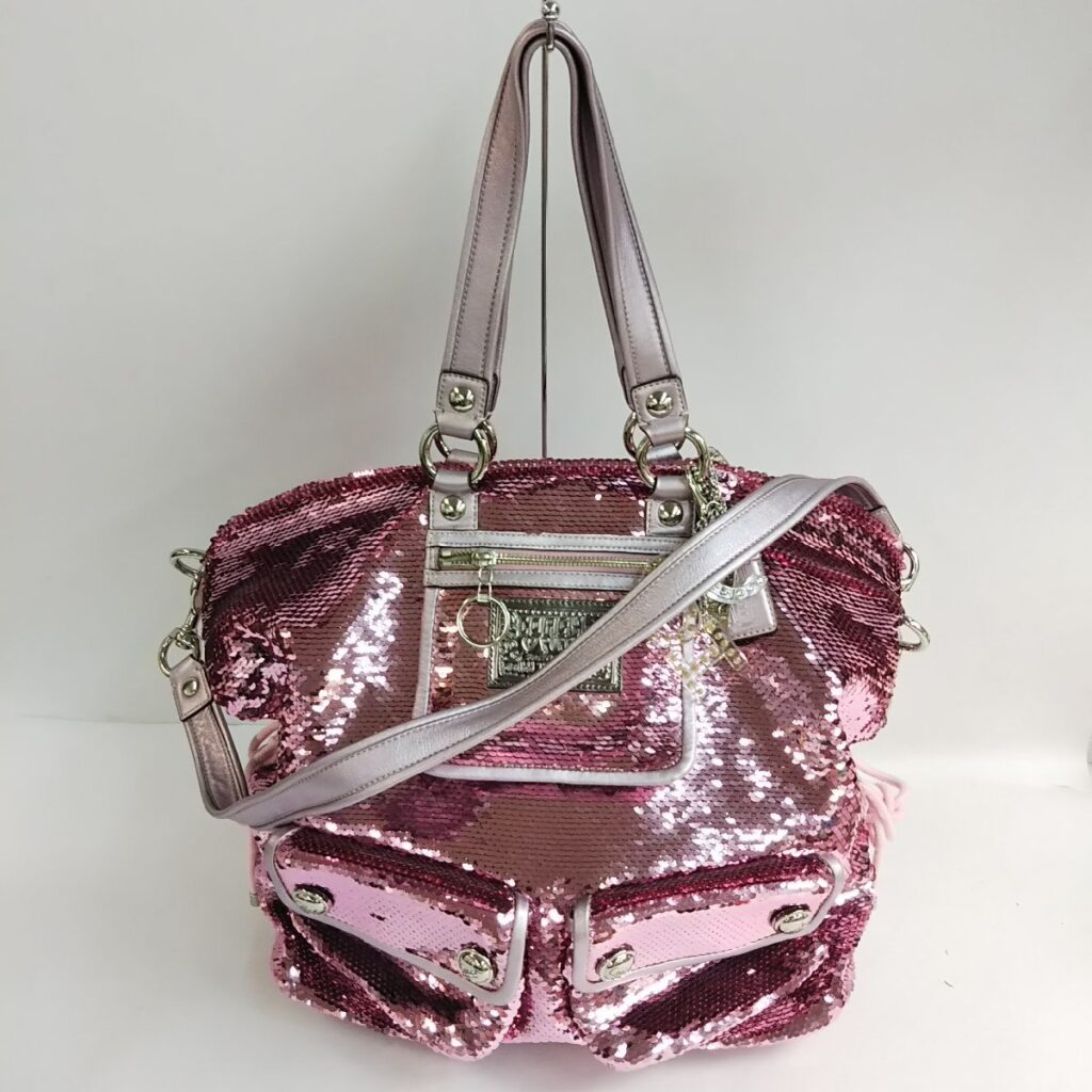正規 COACH コーチ POPPY ショルダーバッグ L0969-13838 スポットライト スパンコール 現状品