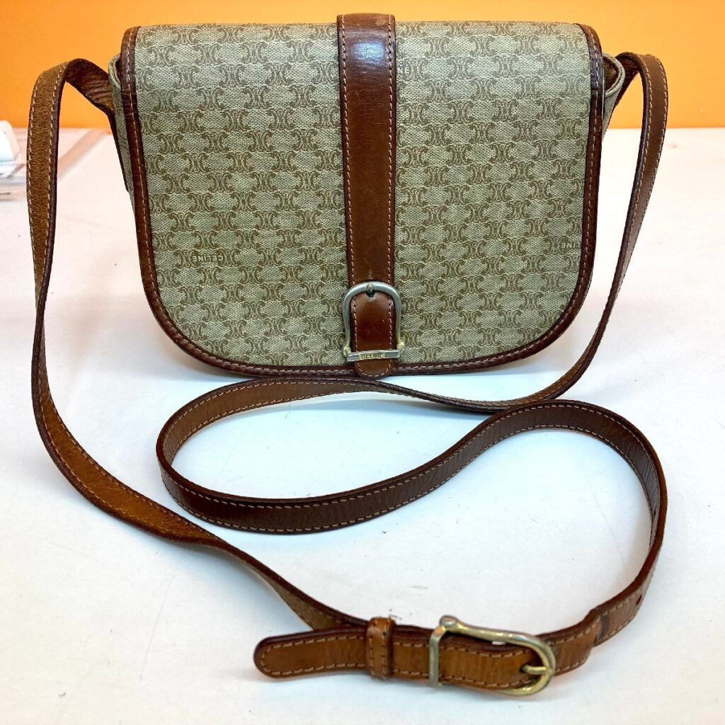 CELINE セリーヌ ショルダーバッグ M10 ベージュ マカダム柄 オールドセリーヌ ブラウン ポシェット 肩掛けカバン