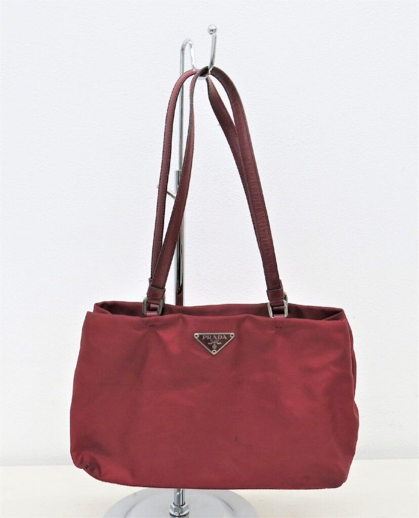 PRADA プラダ 三角ロゴプレート ナイロン ミニトート バッグ 赤