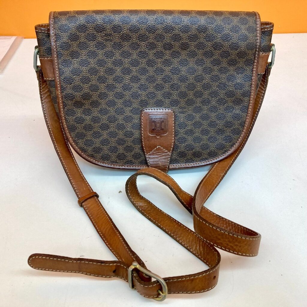 CELINE セリーヌ ショルダーバッグ マカダム柄 M08 オールドセリーヌ ブラウン 茶色 ヴィンテージ 肩掛けカバン