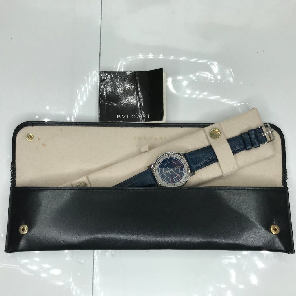 BVLGARI ブルガリ Solotempo ソロテンポ ST35S 腕時計　稼働品 ブルー文字盤 メンズ デイト クオーツ D75949 青