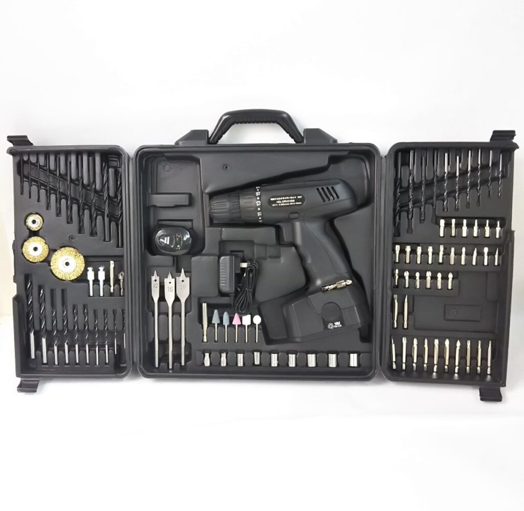 動作OK!! 家庭用充電式 電動ドリルドライバーセット 92P HDL-DRV21006 取扱説明書付き 現状品