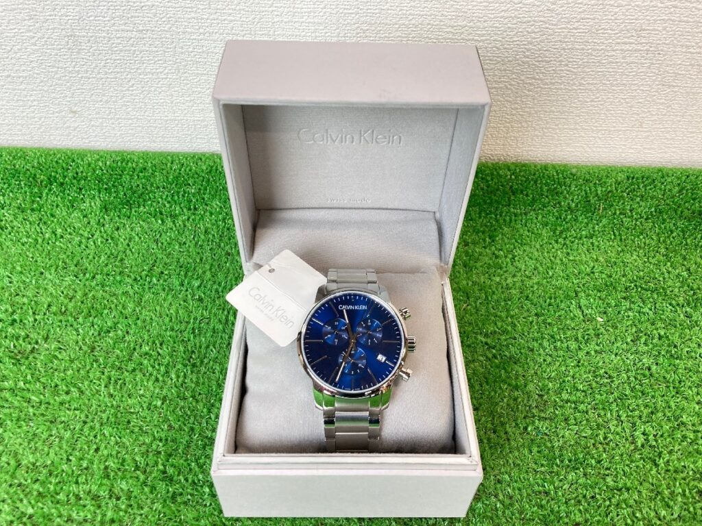 未使用品　稼働品　Calvin Klein　カルバンクライン　swiss made　K2G271　メンズ腕時計　箱付き　クォーツ　青文字盤