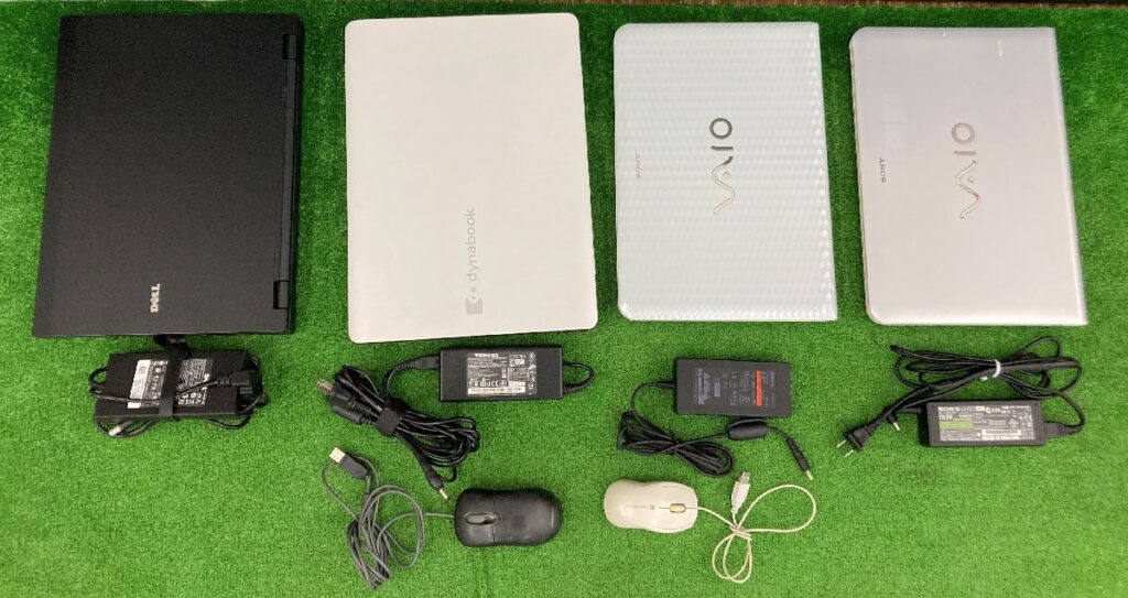 各種ジャンクノートパソコン4台セット HDD無し VAIO LATITUDE dynabook ノーパソ 部品取り等に