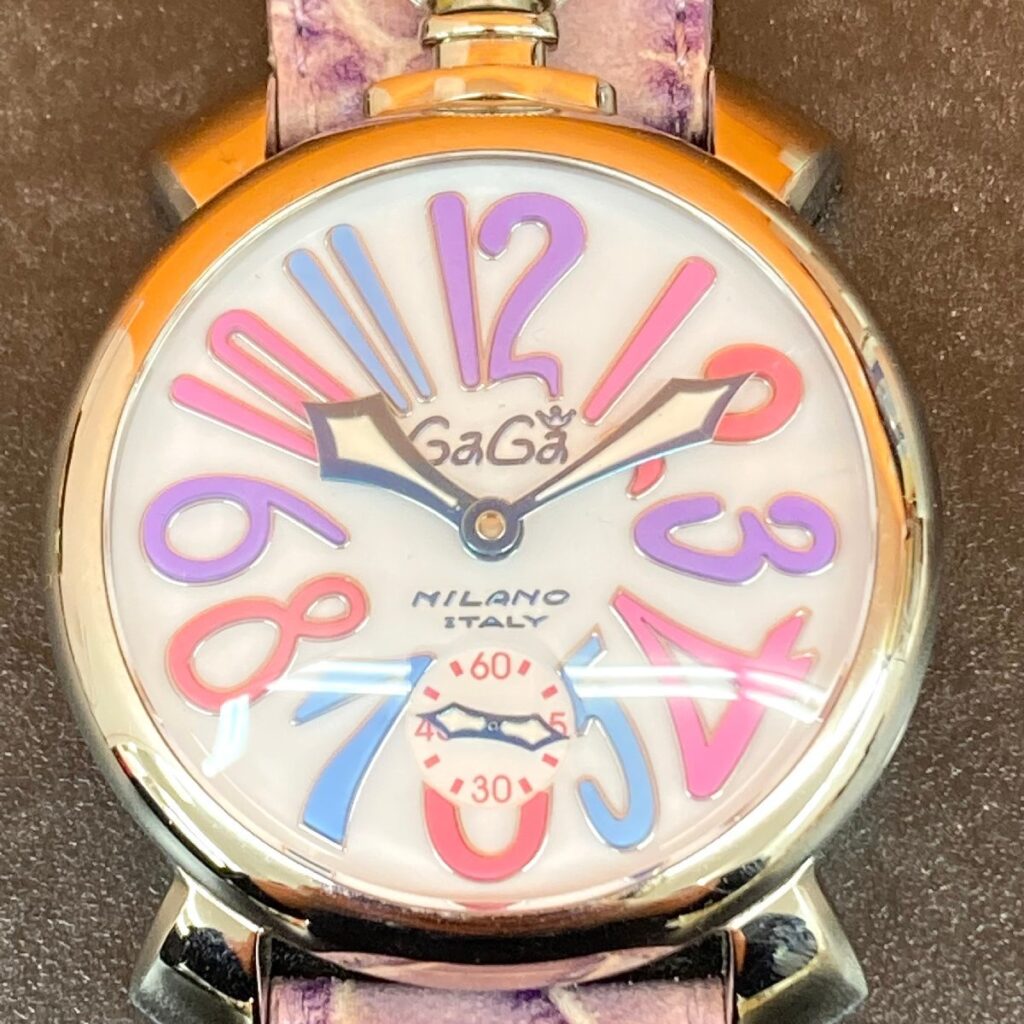 GaGa MILANO ガガミラノ マヌアーレ メンズ 腕時計 型押しレザーベルト 手巻 裏スケルトン スモールセコンド