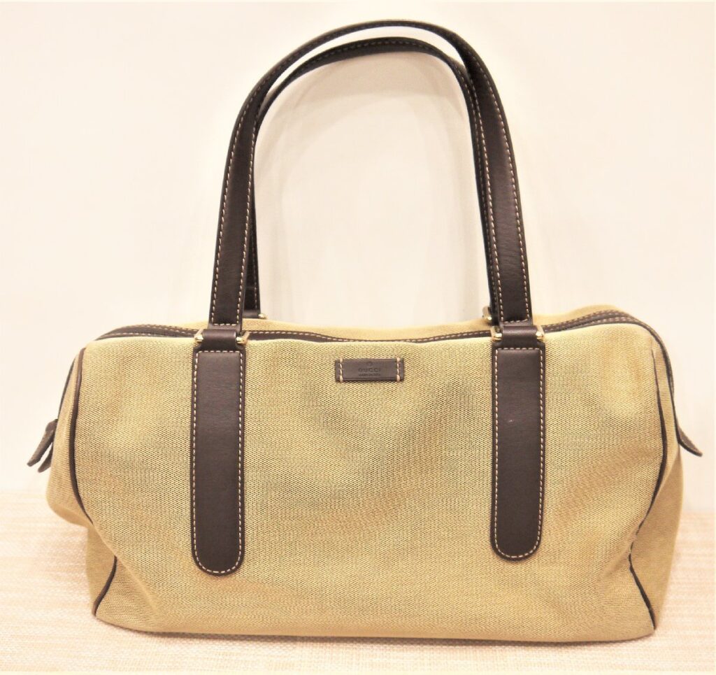 正規品 GUCCI グッチ ミニボストンバッグ ハンドバッグ ベージュ系 角スレあり