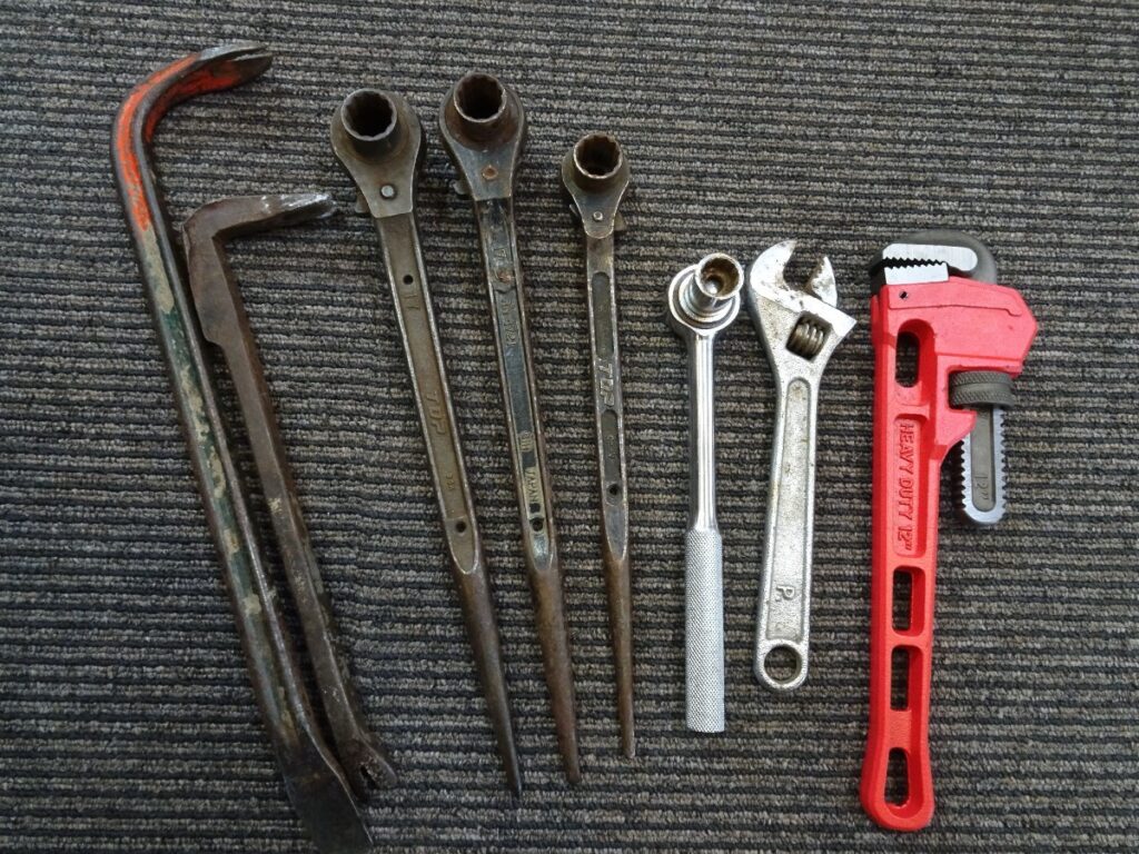 工具 まとめ バール ラチェット モンキー パイプレンチ 8点
