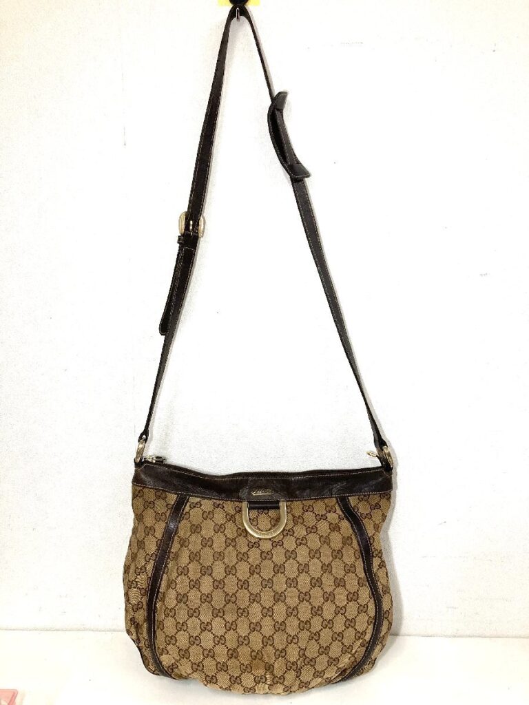 GUCCI グッチ GG柄 ロゴタイプ ブラウン ショルダーバッグ バッグ キャンバス レディース 204940 467891 ワンショルダー