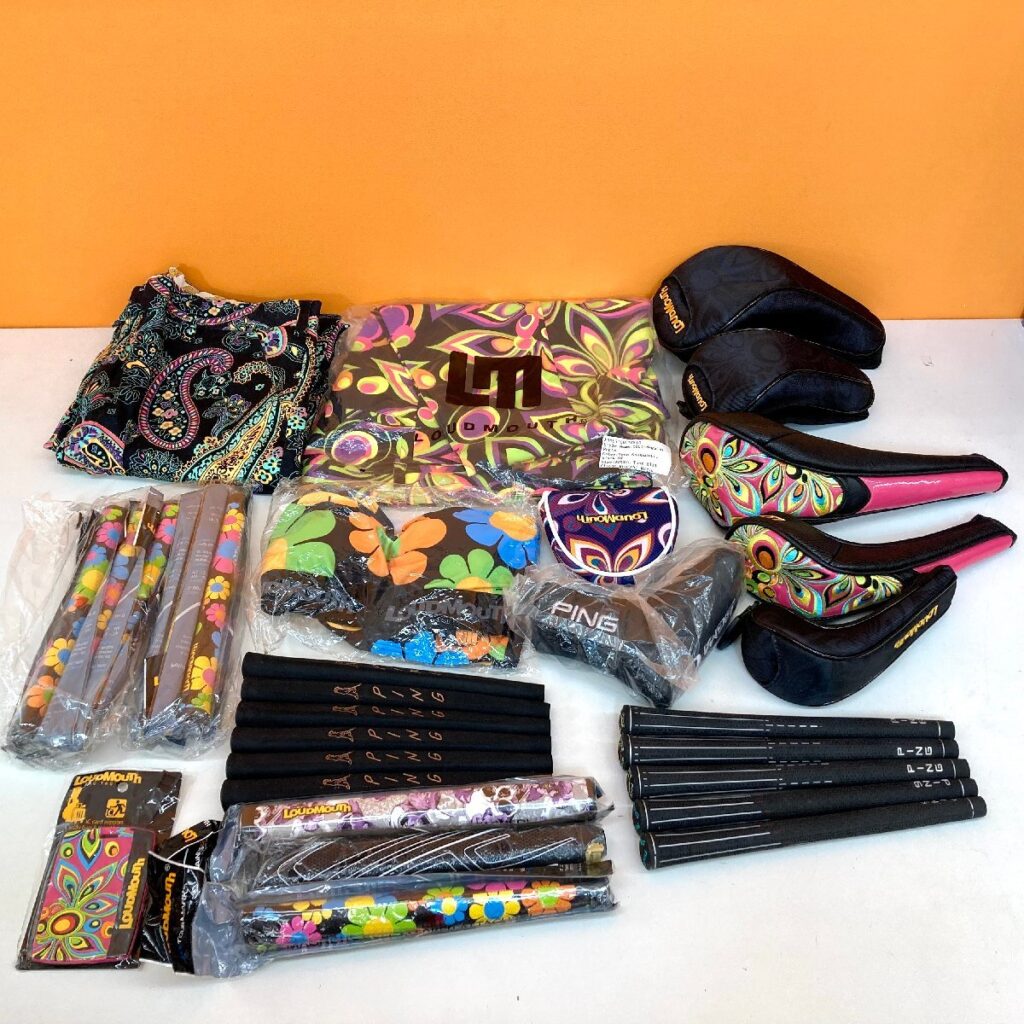 ゴルフ用品 まとめて PING ピン パター用グリップ LOUDMOUTH ヘッドカバー バッグタグ パンツ ズボン 下着 など