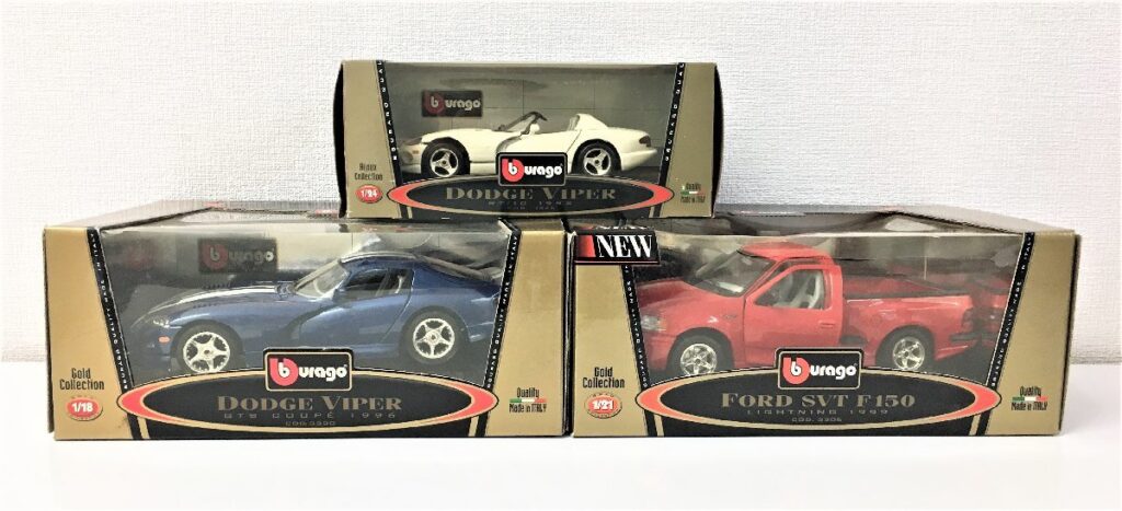 burago DODGE VIPER RT/10 1992・GTS COUPE 1996／ FORD SVT F150 LIGHTNING 1999
