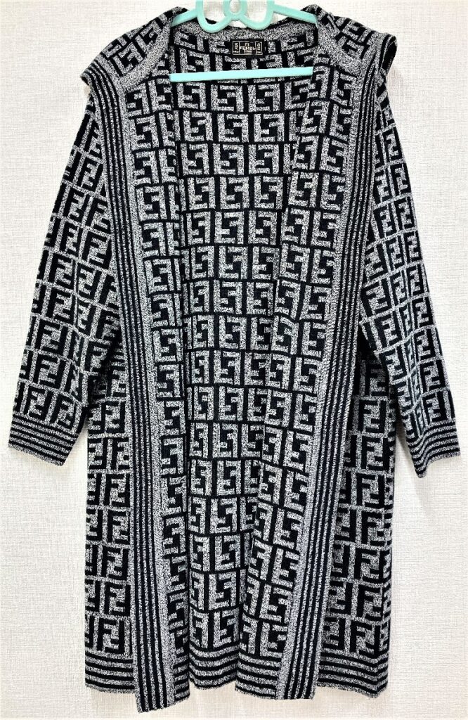 FENDI フェンディ ズッカ柄 ニット ロングカーディガン グレー イタリア製