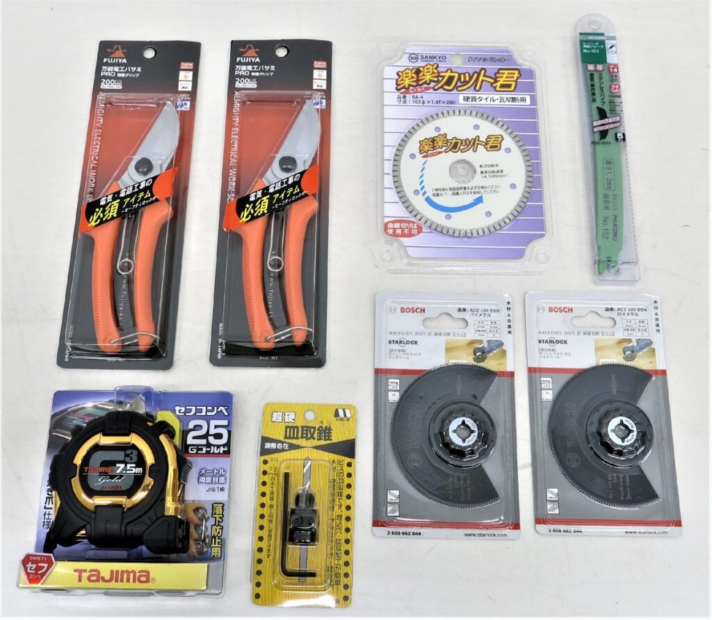 工具用品 8点セット Tajima FUJIYA SANKYO BOSCH ハサミ 錐 メジャー 等