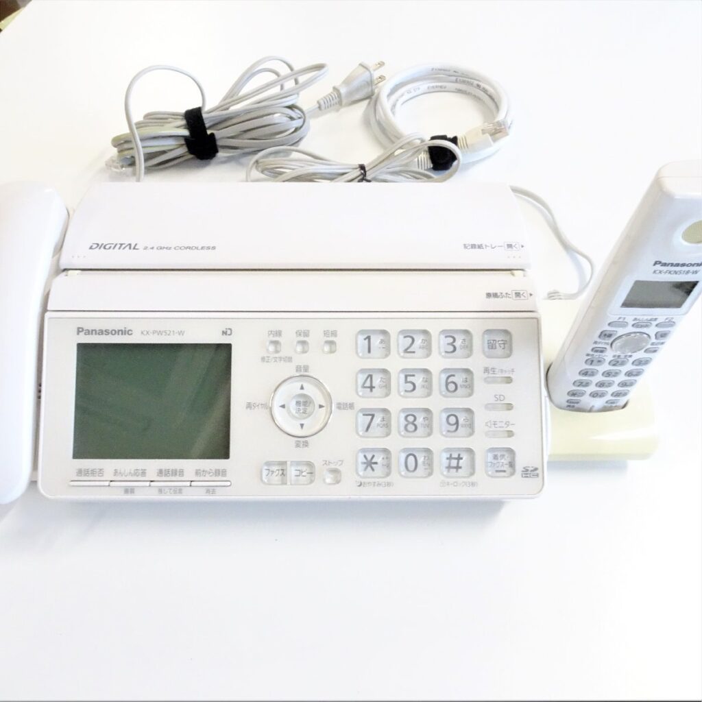 Panasonic パーソナルファックス KX-PW521XL コードレス子機(KX-FKN518) 充電台(PFAP1018)つき 通電のみ確認済み