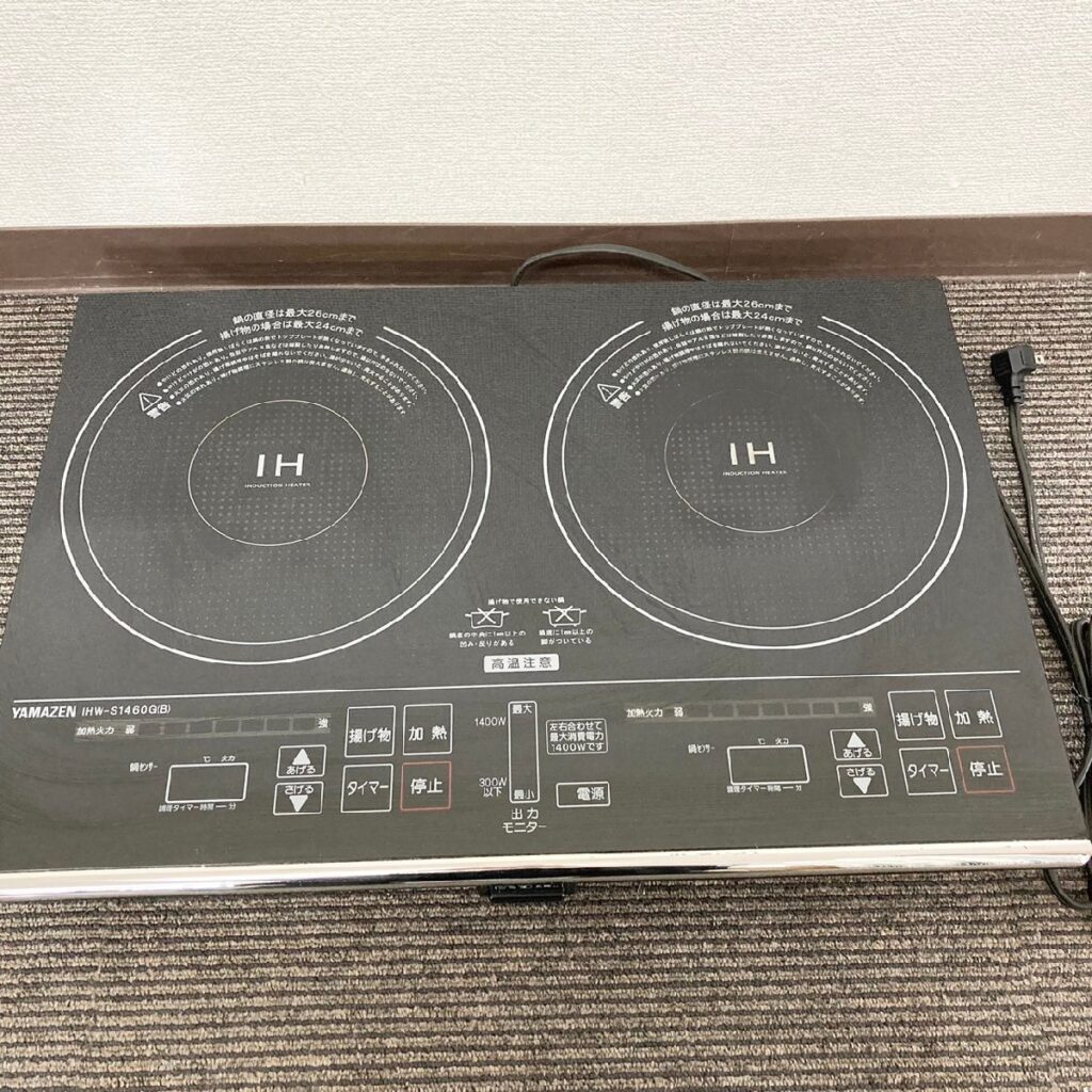 山善 2口 IH調理器 IHW-S1460G(B) ブラック 2018年製